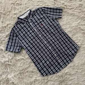 US POLO ASSN Men's Navy Plaid Shirt w/ Red